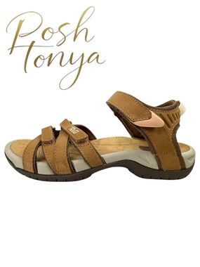 Teva Tirra Leather Hiking Sandals Honey Brown Size 5.5 Gorpcore